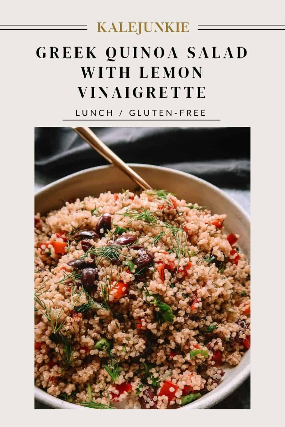Greek Quinoa Salad with Lemon Vinaigrette Kalejunkie