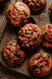 Healthy Strawberry Banana Chocolate Chip Muffins