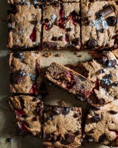 Paleo Strawberry Tahini Chocolate Chip Blondies