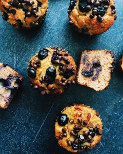 Grain Free Lemon Blueberry Chocolate Chip Muffins