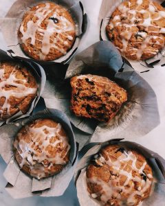 Bakery Style Glazed Carrot Cake Muffins