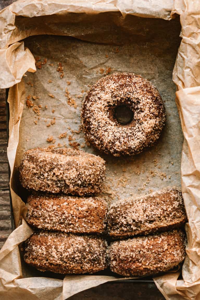 apple cider donuts in a pan