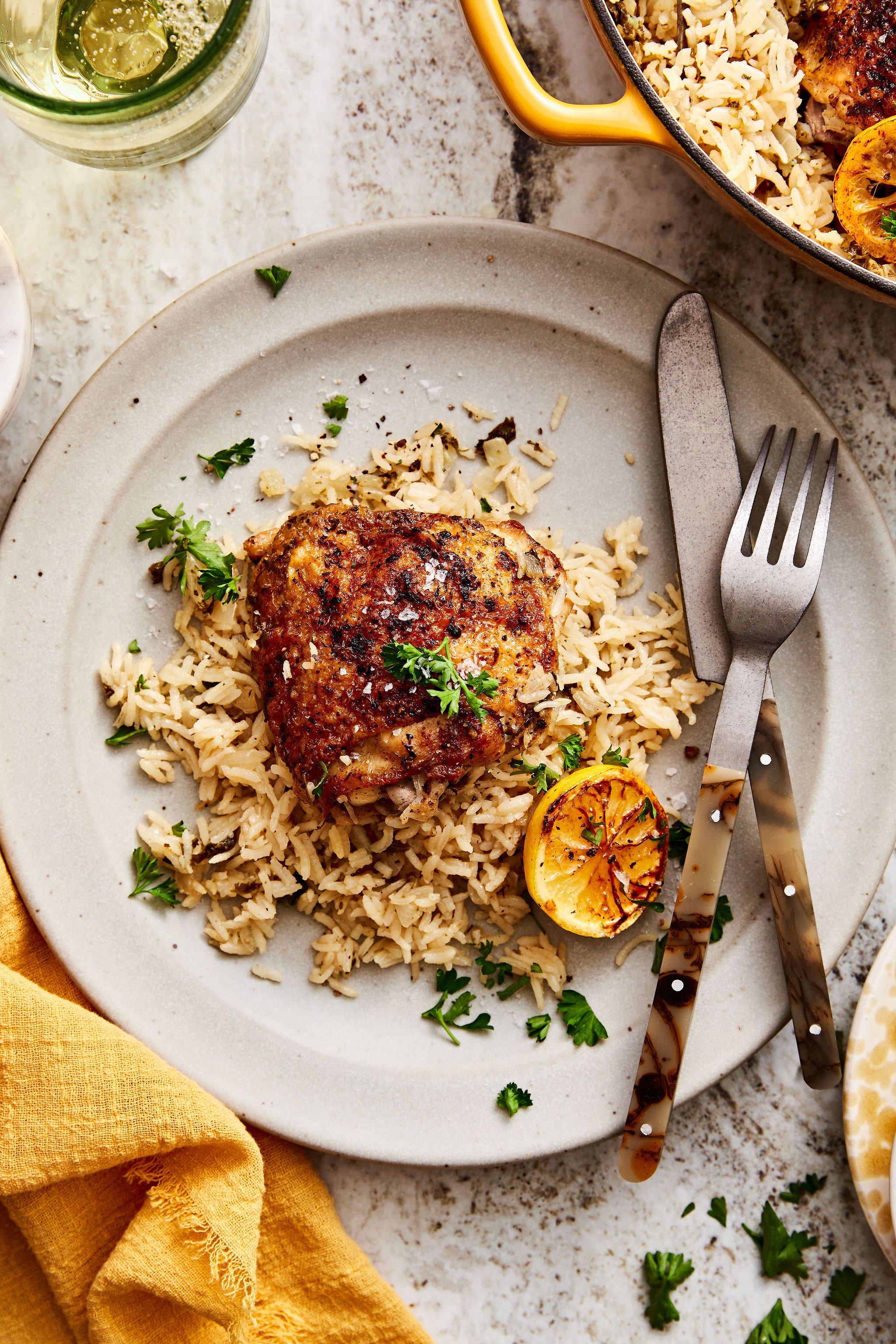 One Pan Greek Chicken and Lemon Rice Kalejunkie