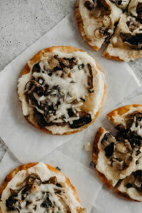 Mushroom and Onion Naan Pizzas