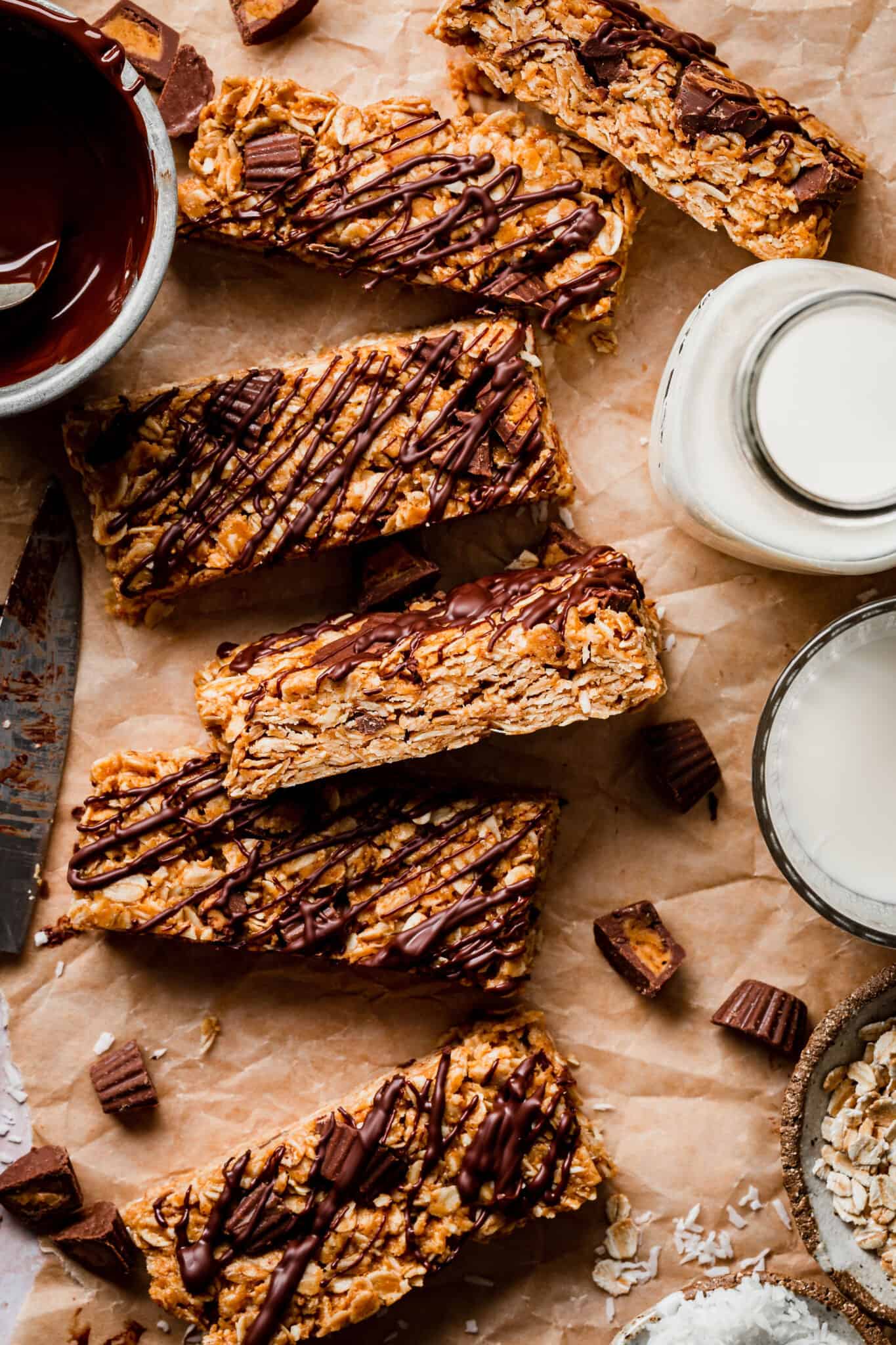 Peanut Butter Cup Granola Bars Kalejunkie