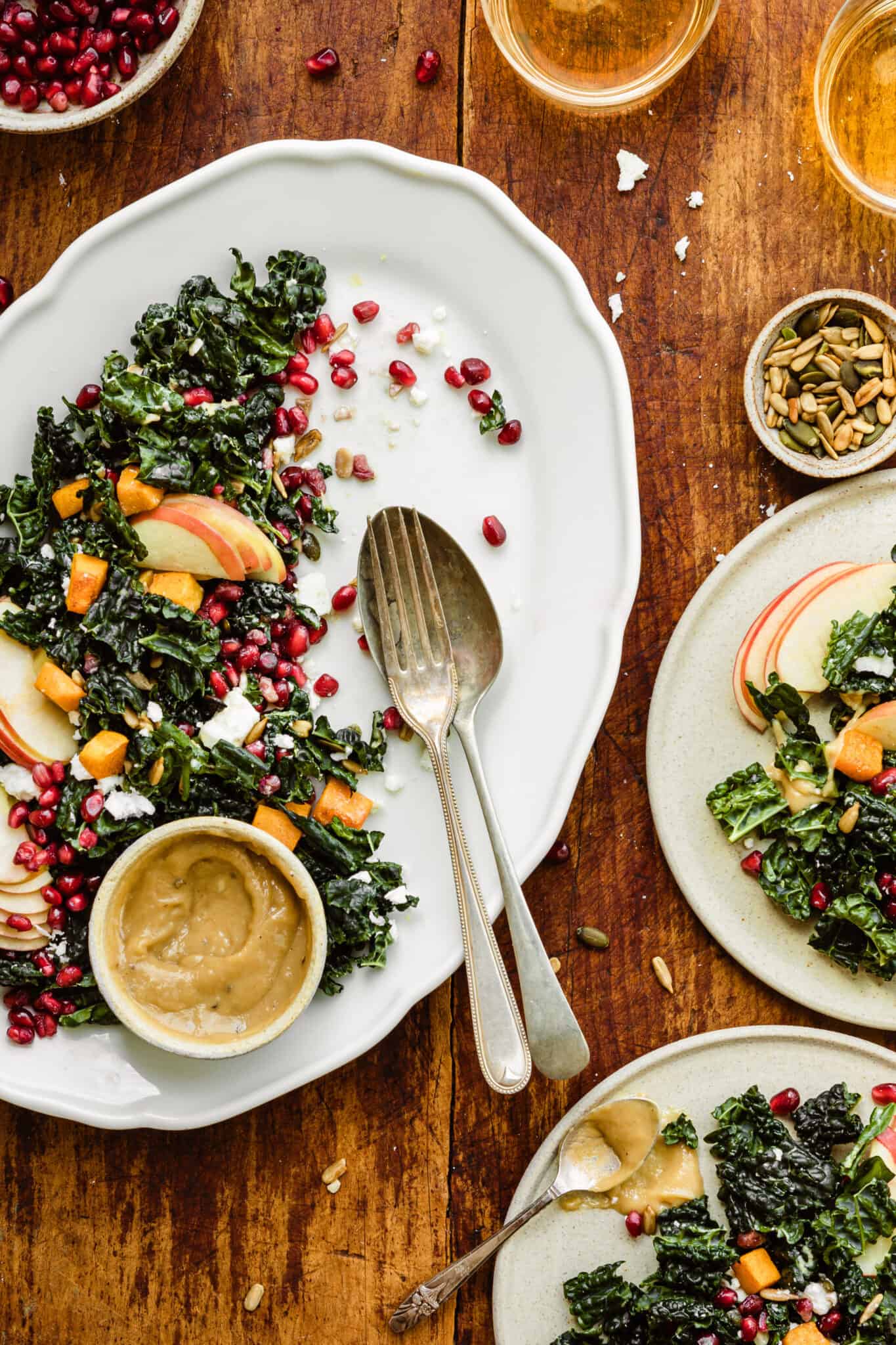 Fall Harvest Salad with Maple Tahini Dressing Kalejunkie