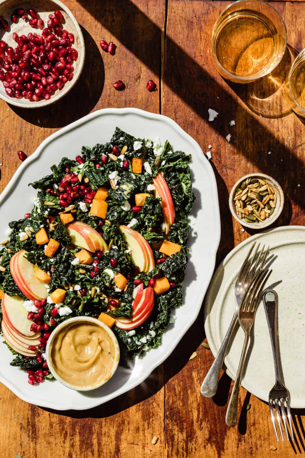 Fall Harvest Salad with Maple Tahini Dressing Kalejunkie