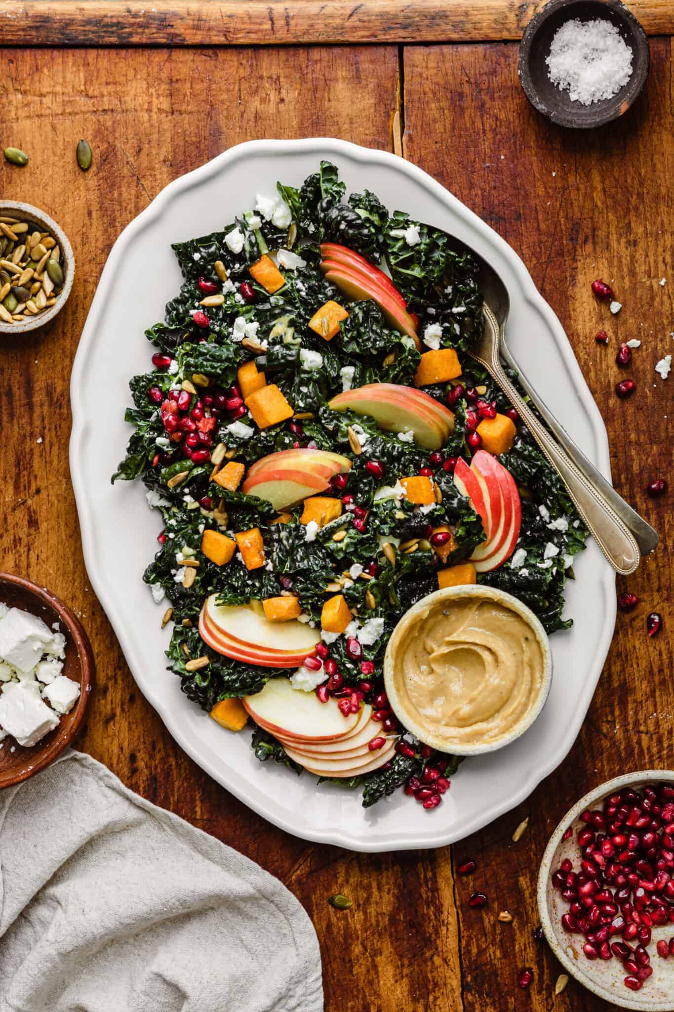 Fall Harvest Salad with Maple Tahini Dressing Kalejunkie