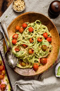 Creamy Avocado Pasta with Roasted Tomatoes