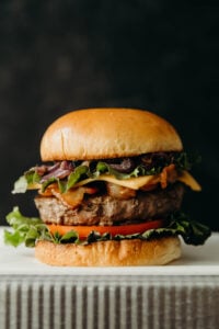 Caramelized Onion Bacon Burgers