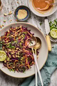 Cabbage Carrot Salad with Tangy Peanut Dressing