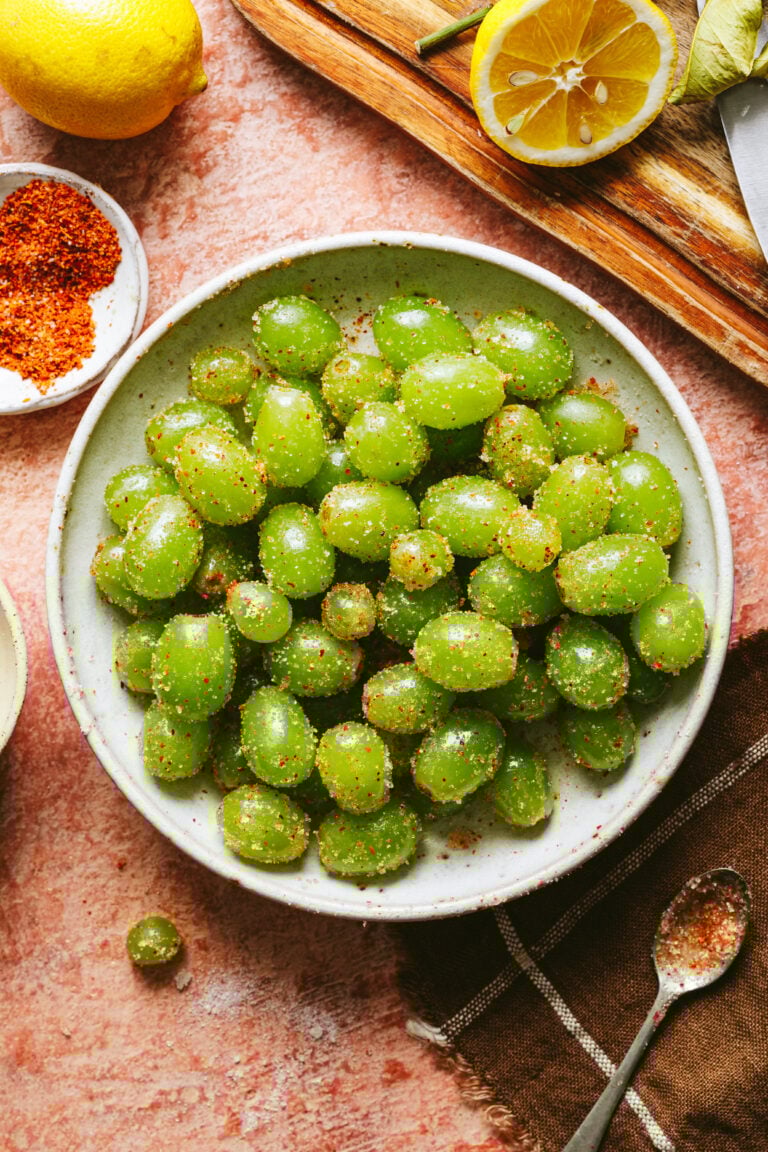 frozen grapes with chamoy and tajin
