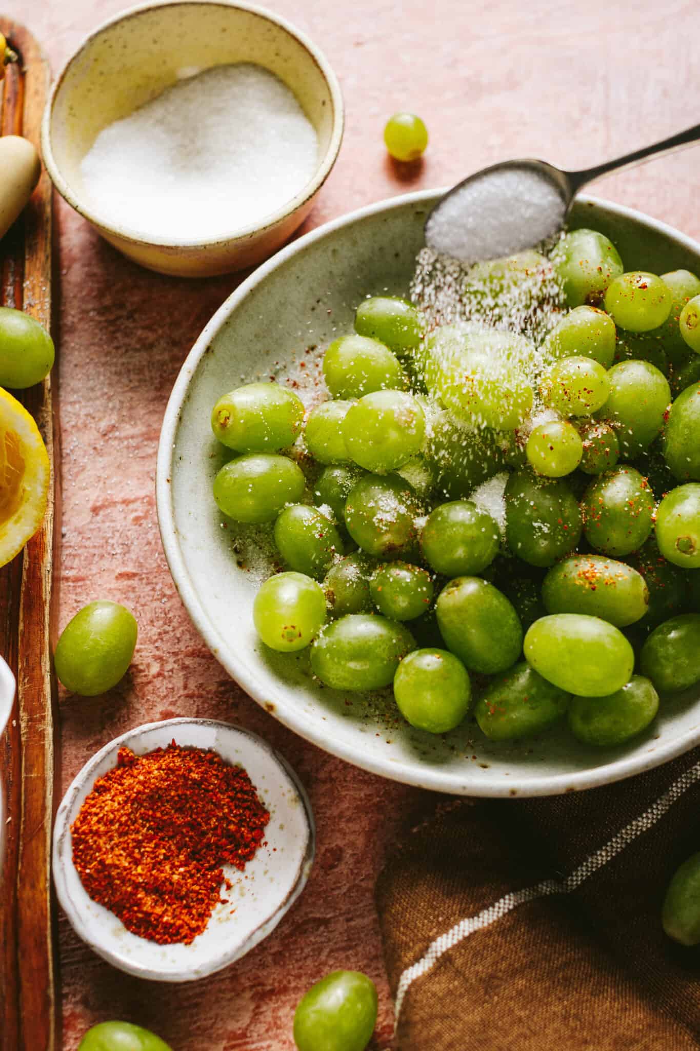 frozen grapes with chamoy and tajin