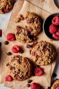 Oil-Free Paleo Raspberry Chocolate Chip Cookies