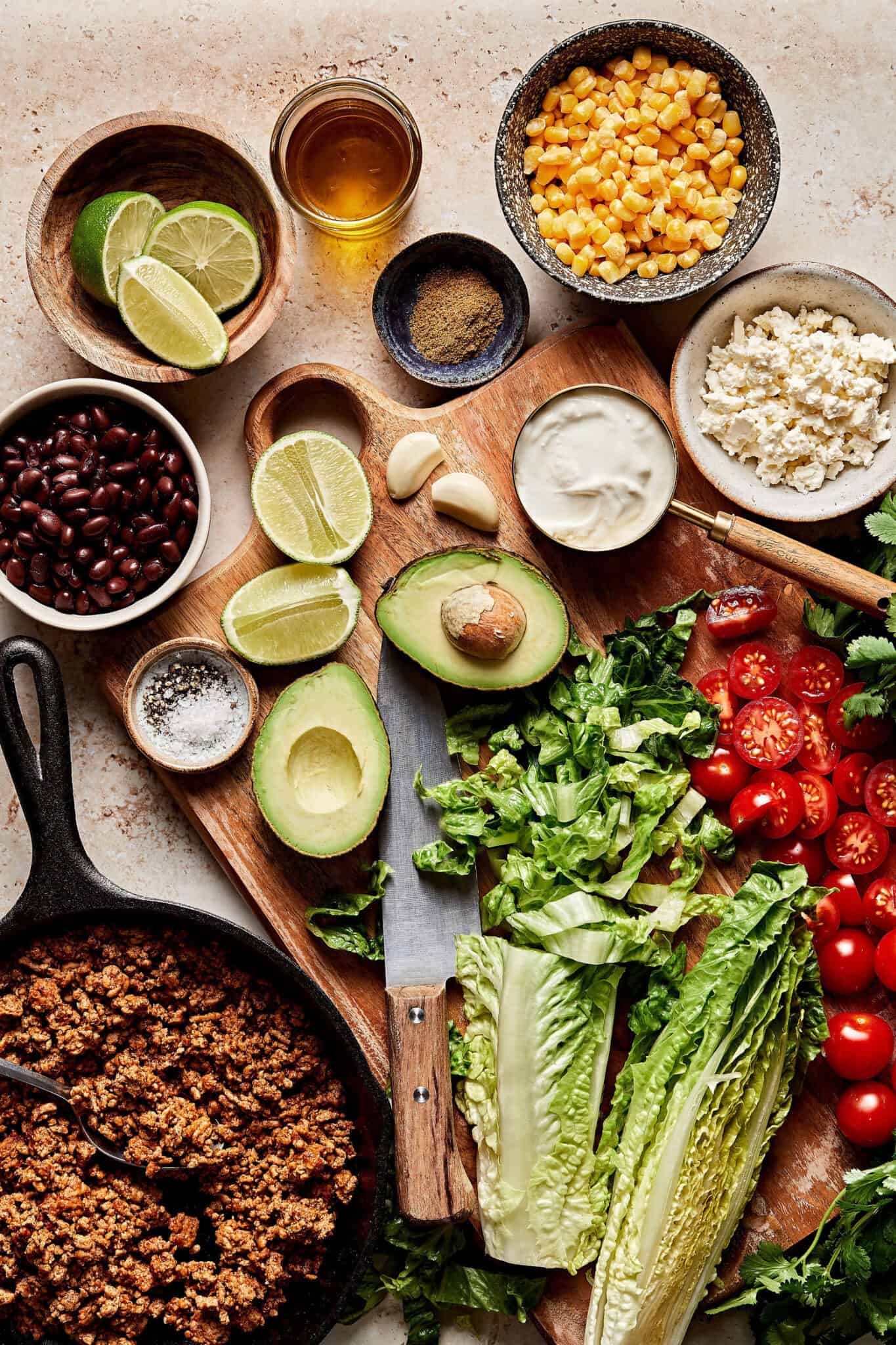 Chicken Taco Salad with Tangy Avocado Lime Dressing Kalejunkie