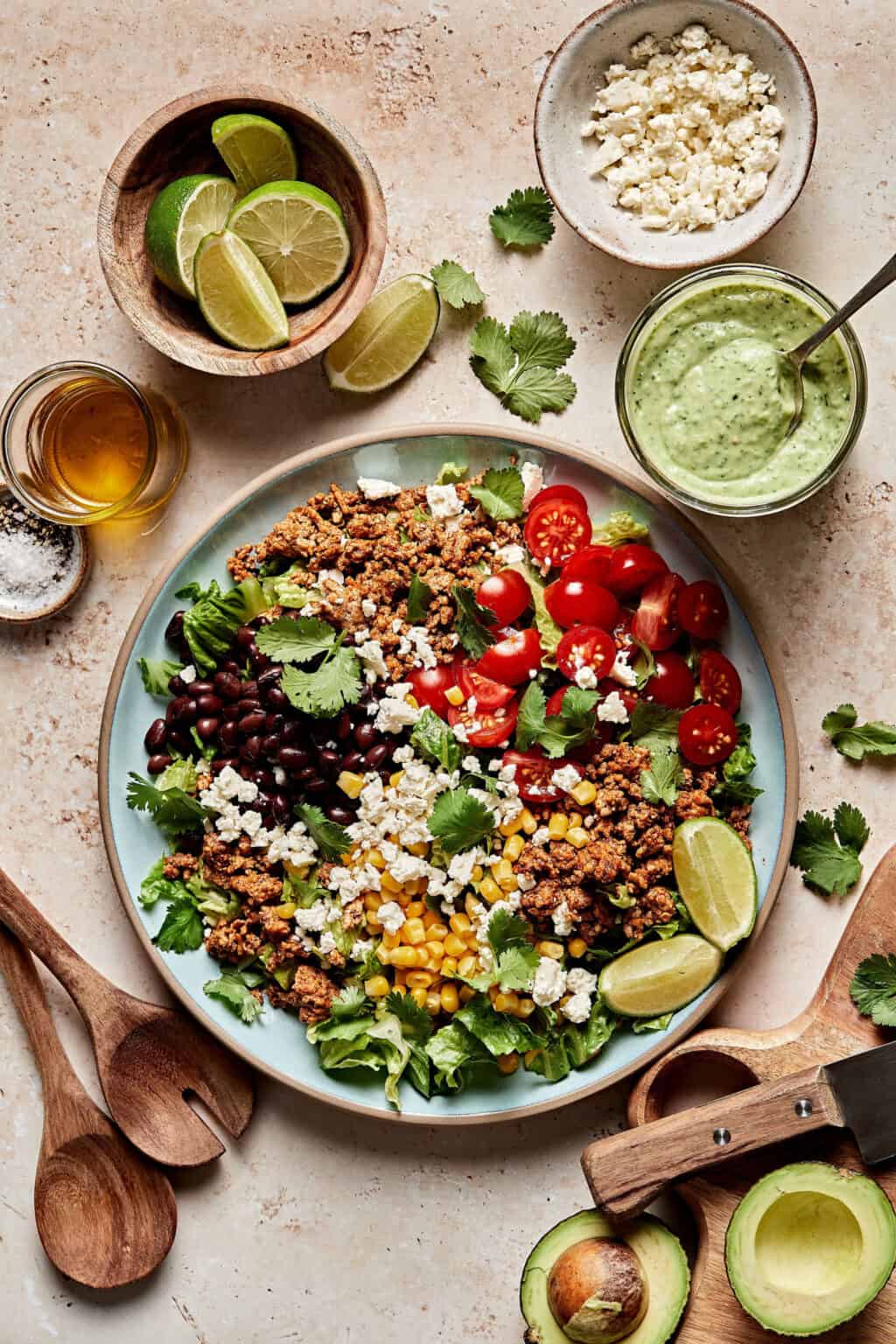 Chicken Taco Salad with Tangy Avocado Lime Dressing Kalejunkie