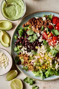 Chicken Taco Salad with Tangy Avocado Lime Dressing