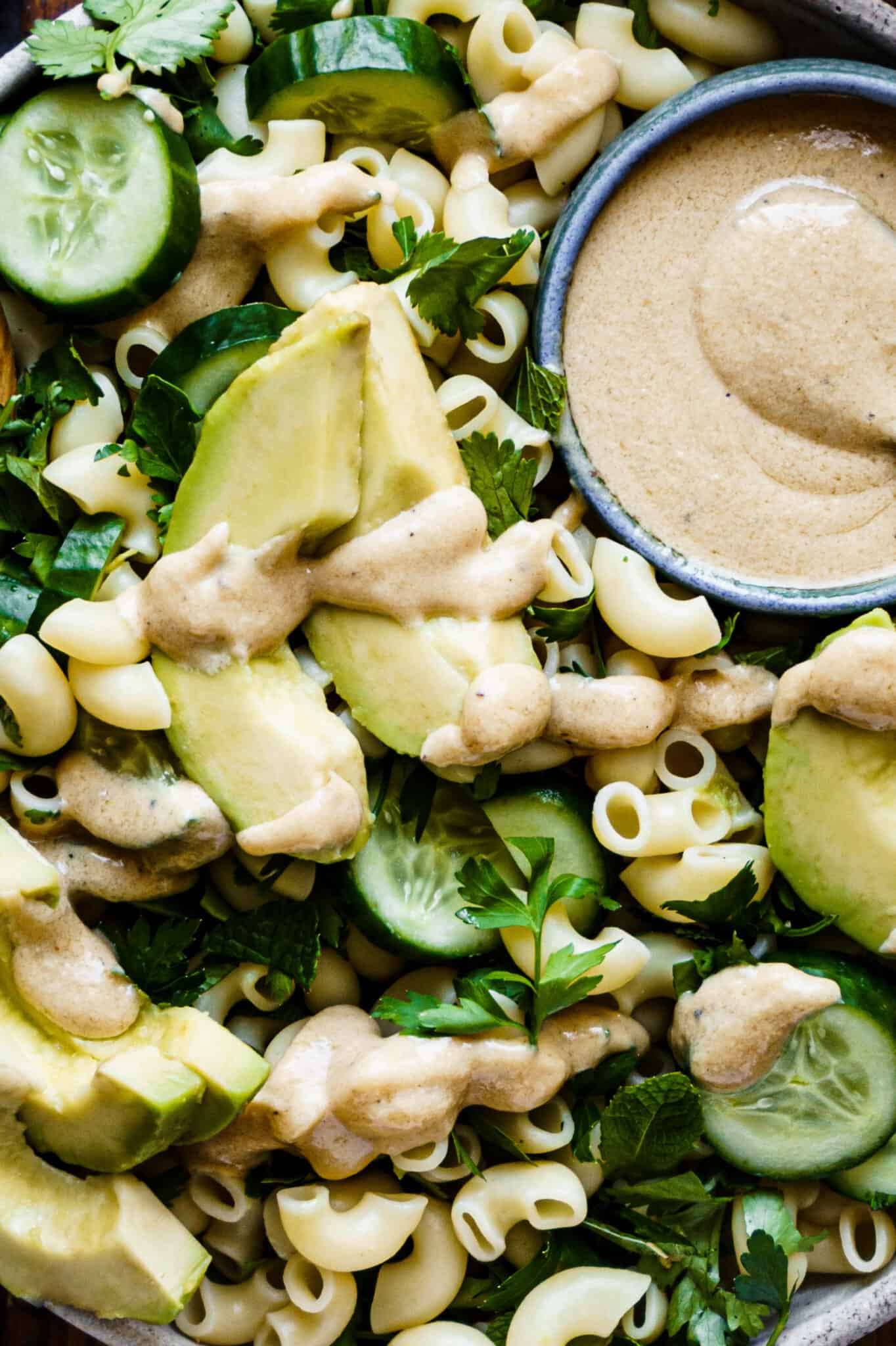 The Ultimate Green Pasta Salad with Lemon Tahini Dressing Kalejunkie