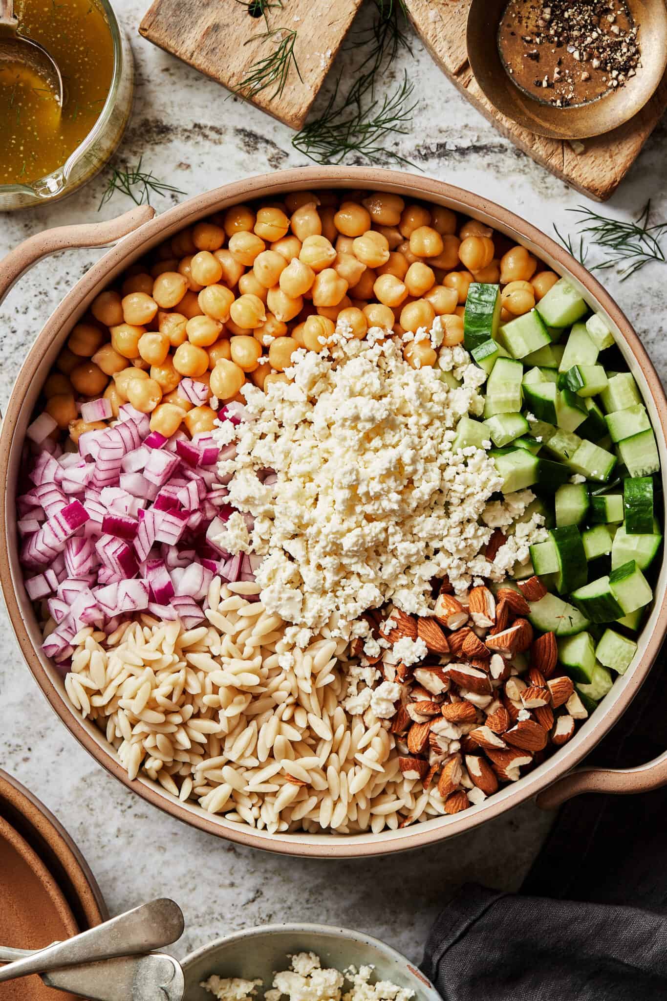 Chickpea Orzo Salad with LemonDill Dressing Kalejunkie