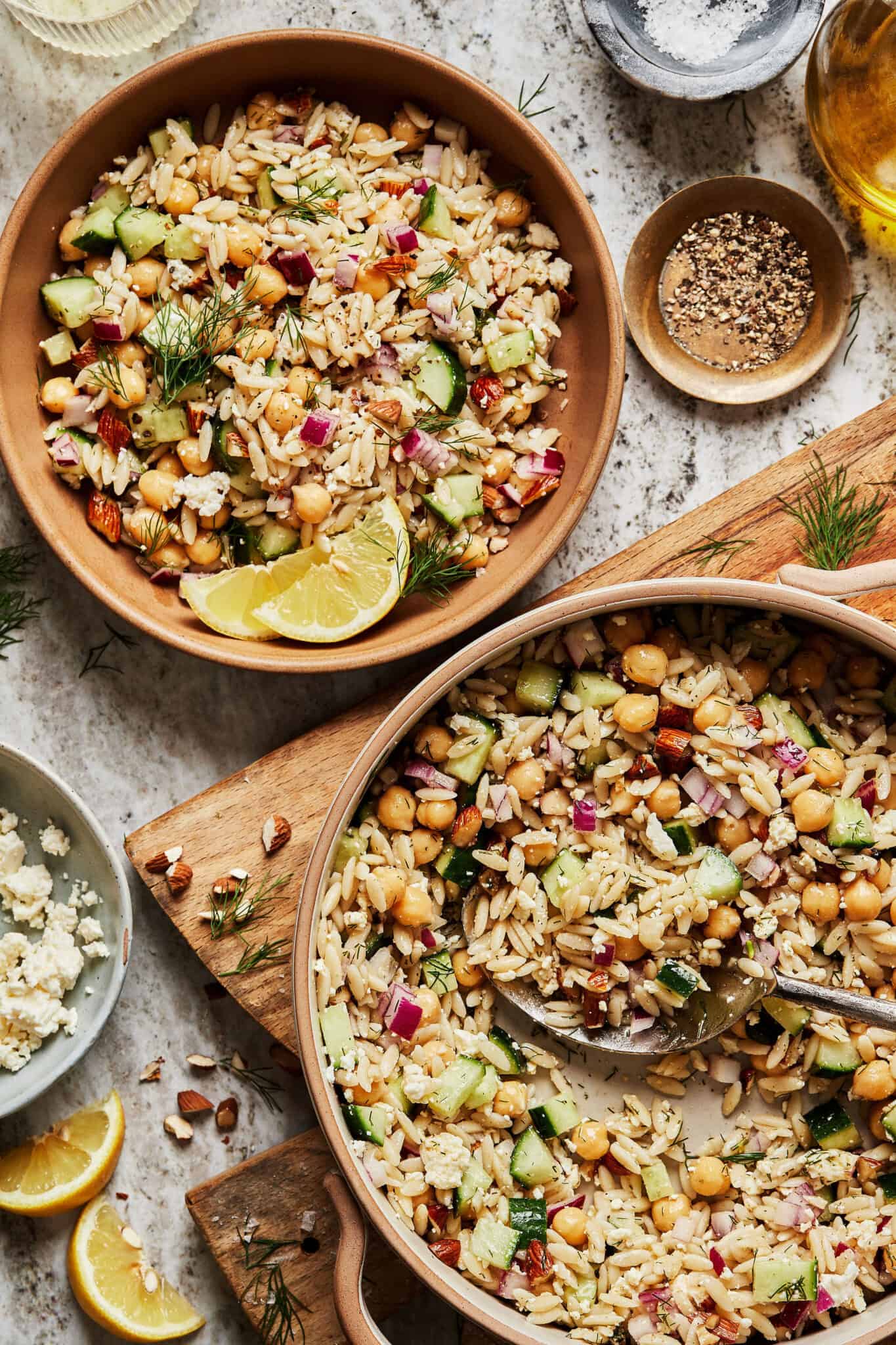 Chickpea Orzo Salad with LemonDill Dressing Kalejunkie