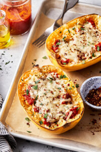 Spaghetti Squash Pizza Boats