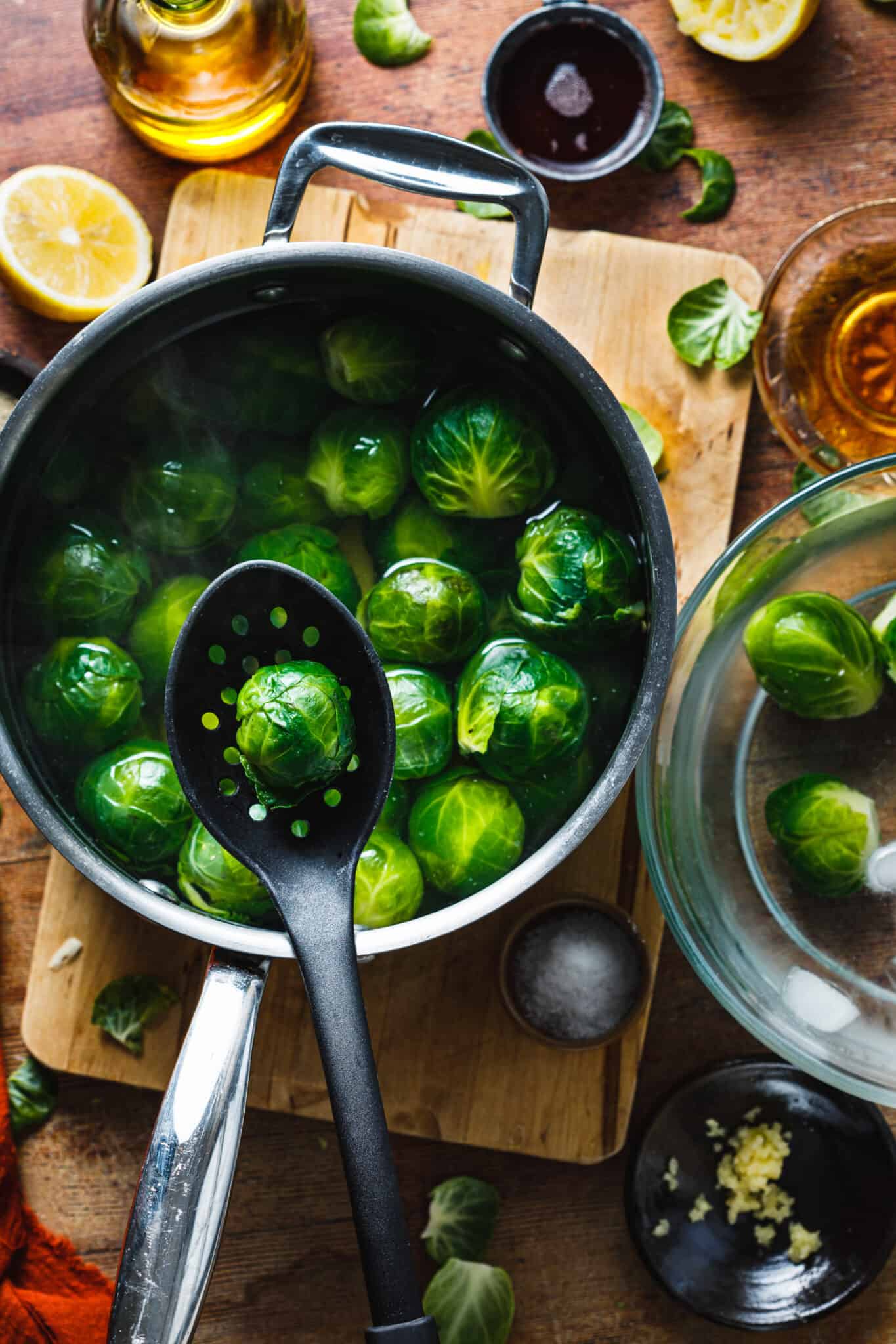 GlutenFree Smashed Brussels Sprouts with Lemon Tahini Dressing