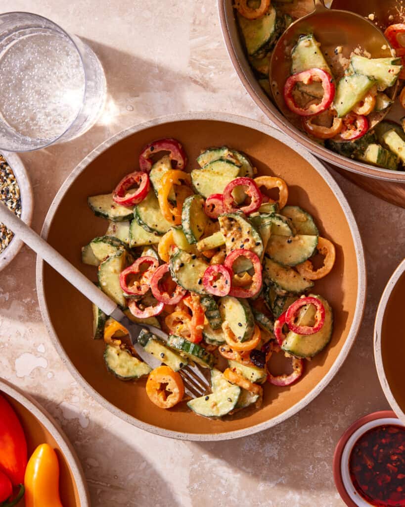 Viral TikTok Cucumber Sweet Pepper Salad Kalejunkie