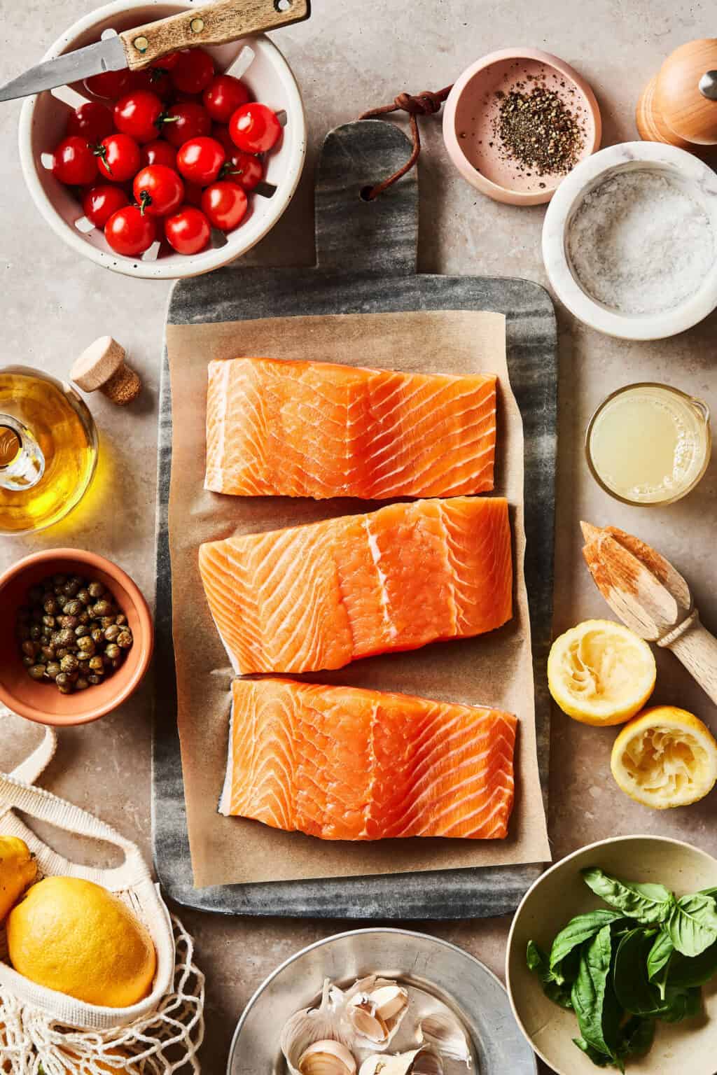 Quick & Easy Salmon with Tomato Lemon Sauce Kalejunkie