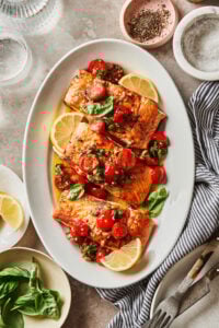 Quick & Easy Salmon with Tomato Lemon Sauce