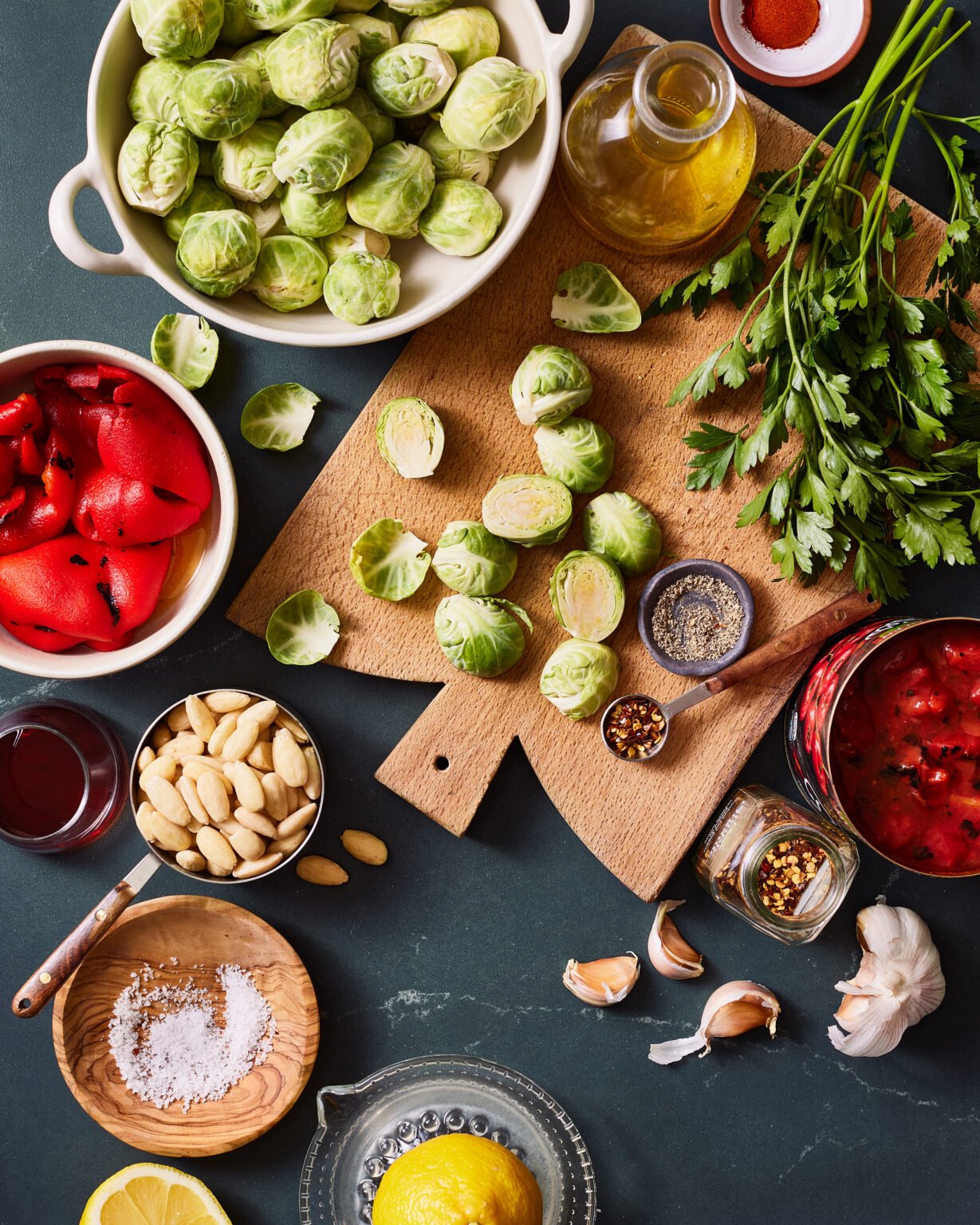 The Best Smashed Brussels Sprouts with Romesco Dipping Sauce Kalejunkie