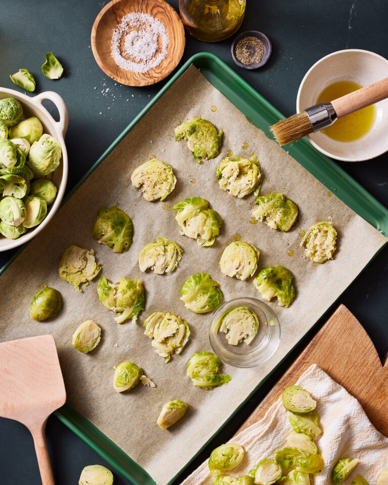 The Best Smashed Brussels Sprouts with Romesco Dipping Sauce Kalejunkie