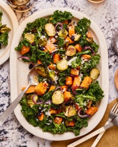 Warm Roasted Veggie Salad with Maple Dijon Vinaigrette