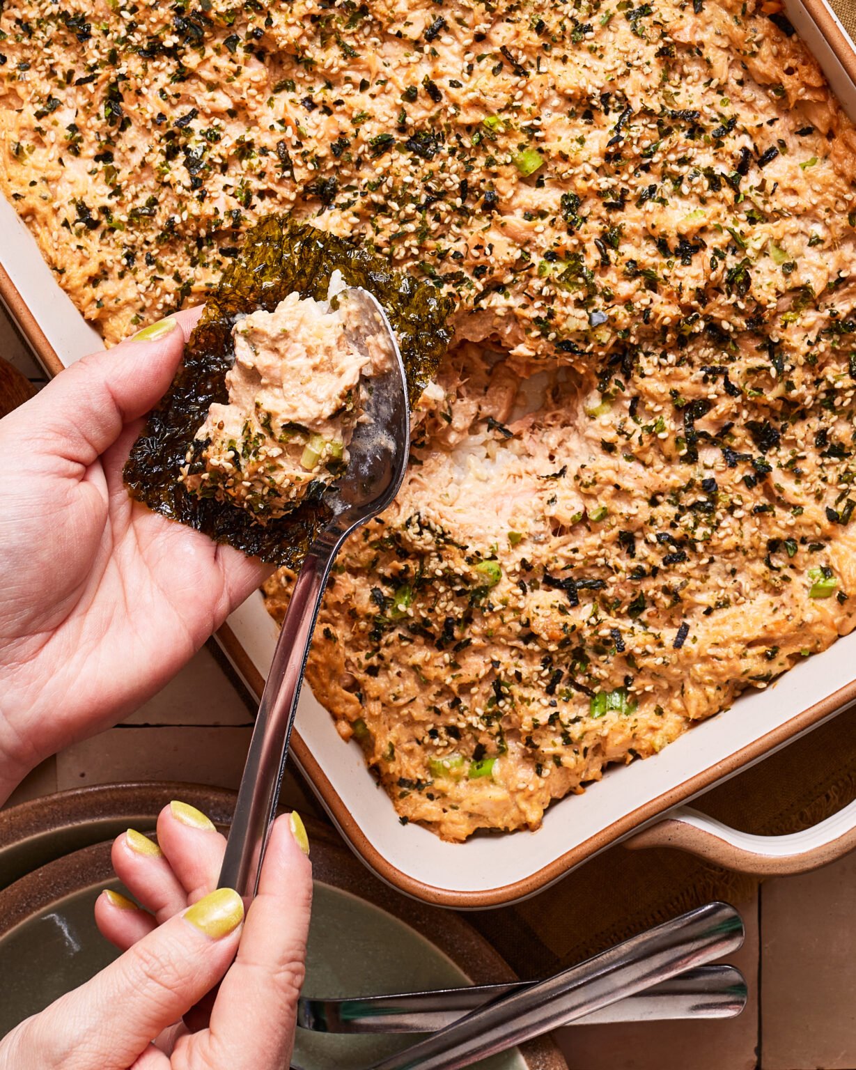 Easy Salmon Sushi Bake - Kalejunkie