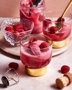 Raspberry Sorbet Champagne Floats