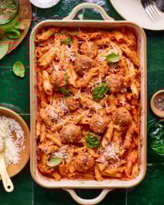 Easy Baked Penne with Meatballs