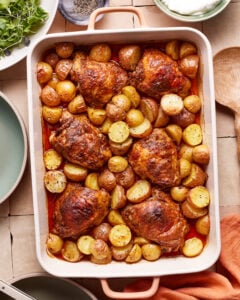 Juicy One Pan Middle Eastern Chicken & Potatoes