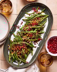 Brown Butter Green Beans with Toasted Pistachios and Lemony Whipped Feta