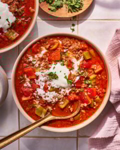 Deconstructed Stuffed Bell Pepper Soup