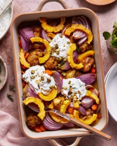 One Pan Moroccan Chicken with Tzatziki