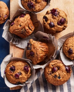 Fluffy Blueberry Banana Muffins