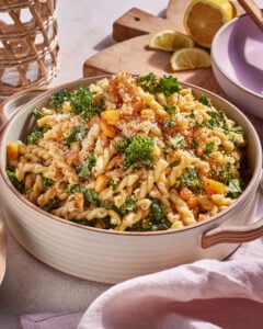 High Protein Lemony Kale Pasta Salad