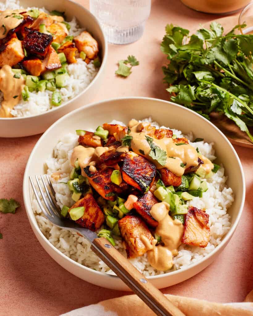 Honey Glazed Salmon Bowls