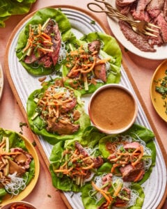 Steak Lettuce Wraps with Spicy Cashew Sauce