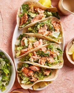Salmon Caesar Soft Tacos