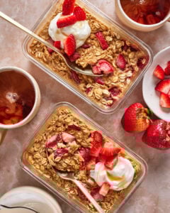 High Protein Strawberry Shortcake Baked Oats