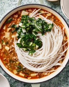 Spicy-ish Ground Chicken Noodle Bowls