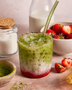 Iced Strawberry Matcha Latte