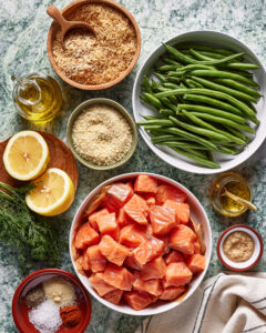 Air Fryer Crispy Salmon Bites with Lemon Dill Sauce - Kalejunkie