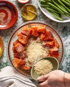 Air Fryer Crispy Salmon Bites with Lemon Dill Sauce - Kalejunkie