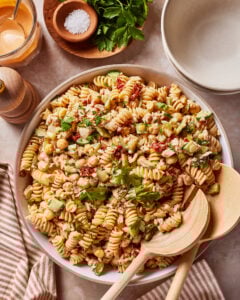 High Protein Tuscan Chicken Pasta Salad